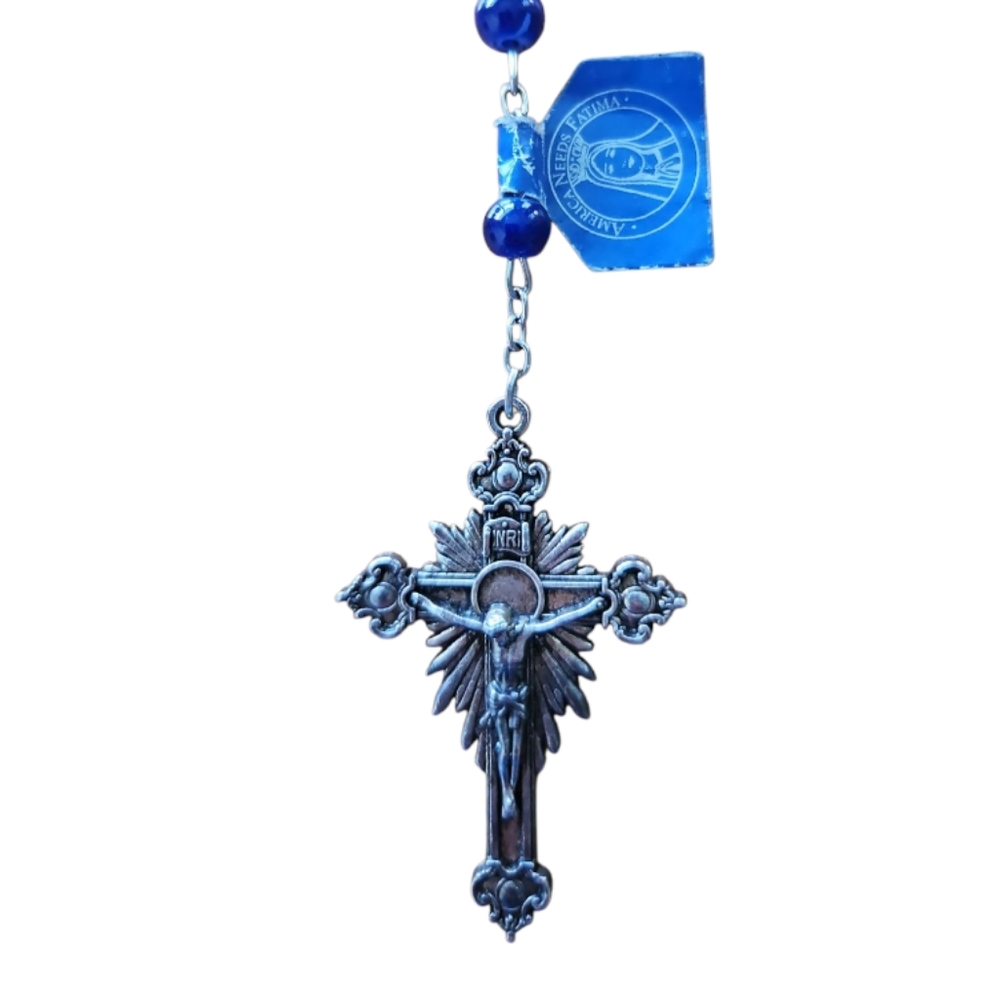 Silver and Blue Rosary Dedicated to Our Lady of Fatima